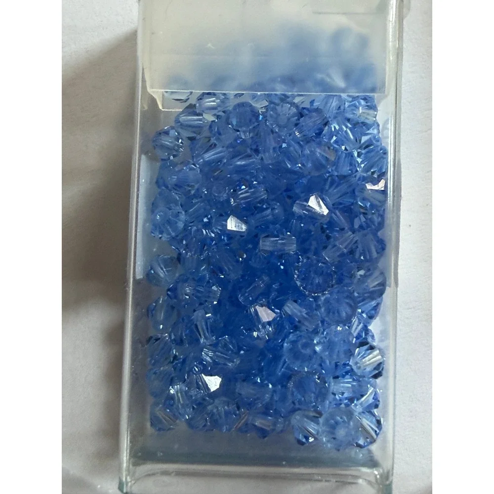 VTG Swarovski Crystal Bicone Beads Mixed Blue Lot 3mm 4mm Bicone and Misc.